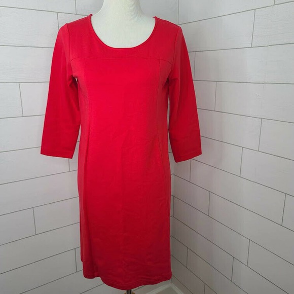 J. Jill Dress Red Shift Small Petite 3/4 Sleeve Comfort Stretch Classic A-Line - Picture 4 of 9